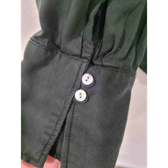 Zara Green Flowing Button Down Blouse Shirt‎ Women's size Small #10 - Picture 4 of 4